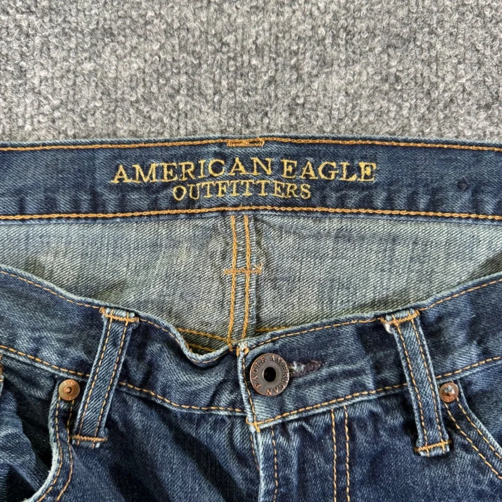 American Eagle Jeans Mens 36x32 Relaxed Straight Dark Tinted Indigo Denim 2015